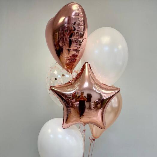 Воздушные шары с гелием "Розовое золото" 6 шт