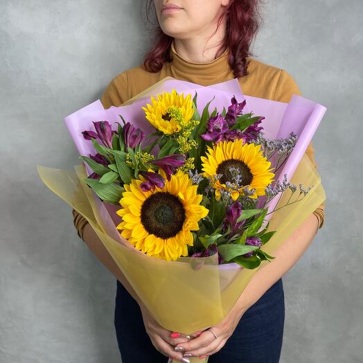 Sunflowers подсолнухи с альстромерией