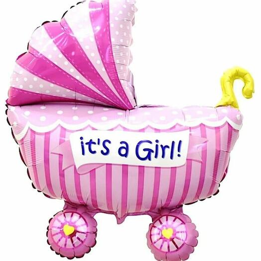 Фольгированный воздушный шарик "Коляска it  s-a girl"