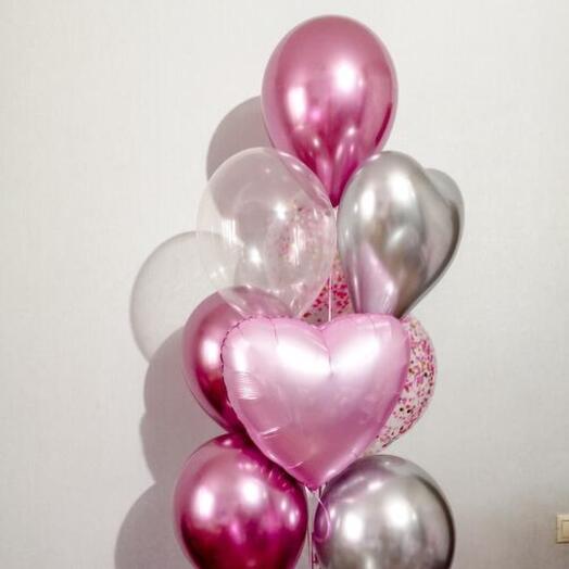 Шары серебро-розовый