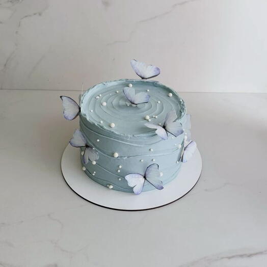 Light Tiffany Blue butterfly cake