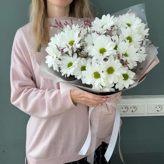 Букет из хризантем и лимониниума на день семьи 🌼