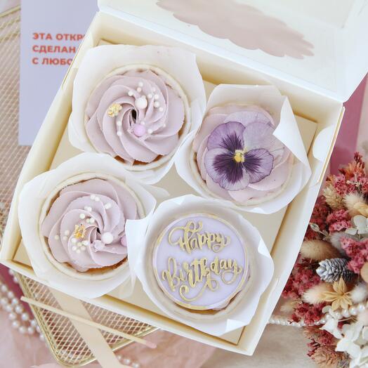 Капкейки Happy Birthday набор 4 шт подруге маме девушке