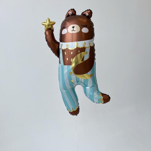 Фольгированный воздушный гелиевый шар фигурный Мишка в штанишках