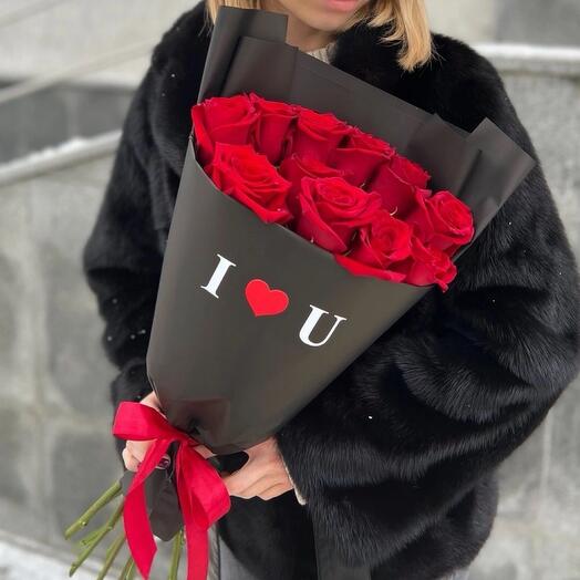 Эффектный букет 9 роз ♥️ Я тебя люблю ️