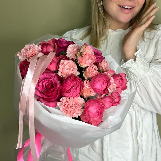 Розовые розы как пионы 💝
