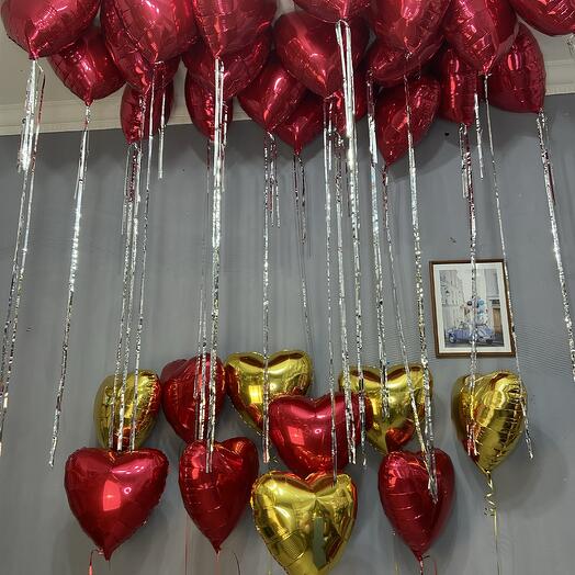 Красные-золотые сердца