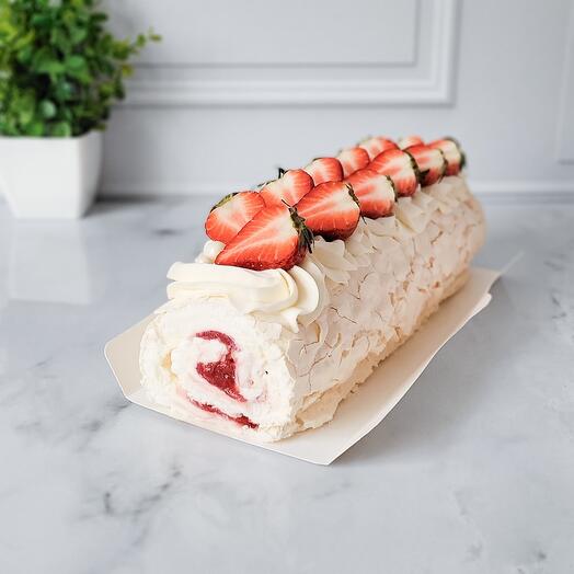 Меренговый рулет с клубникой 🍓