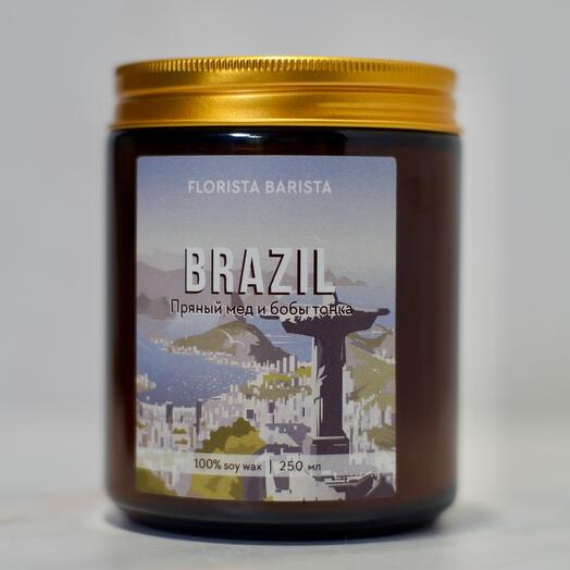 Ароматическая свеча Brazil- пряный мёд и бобы тонка 250 мл