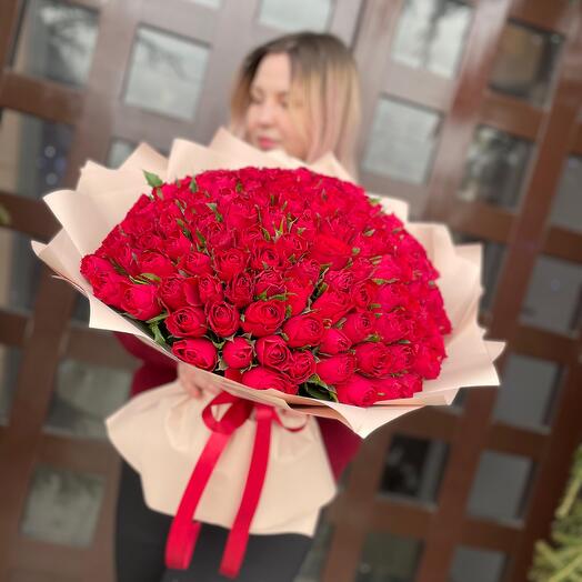 🌷🔥Шикарный  букет из 151 розы «Любовный посыл» из роз кения