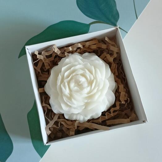 Свеча ,, Пион большой,, белый