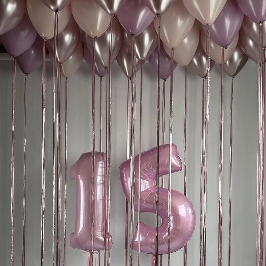 Набор шаров на 15 лет нежность