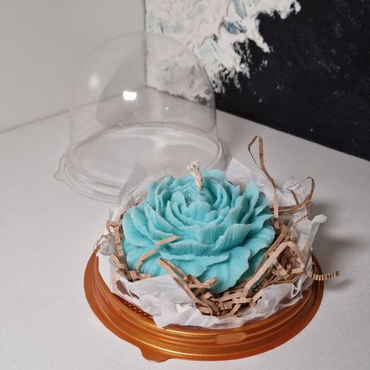 Свеча "Большой пион" (голубой)