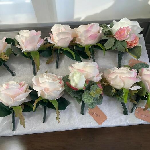 Blush Rose Wedding Buttonholes – Elegant Boutonniere Set for Groom   Guests
