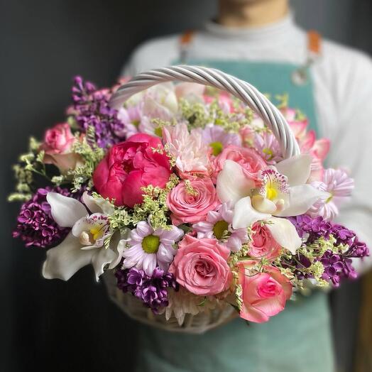 Корзина «Летний вечер»🌺 пион сирень