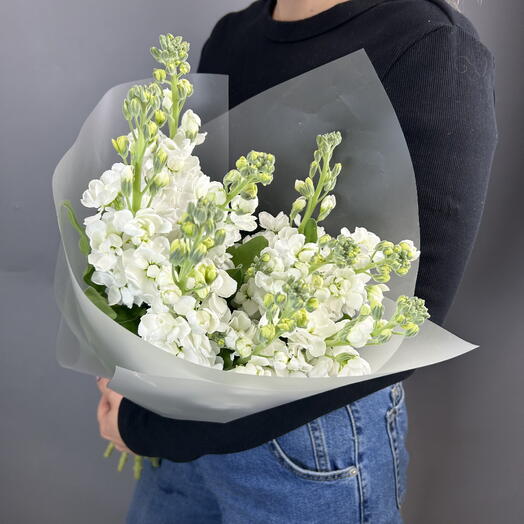 Монобукет из 9 белых маттиол