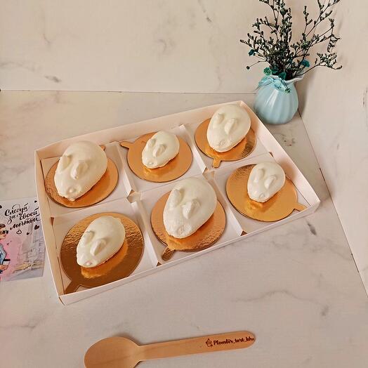 Муссовые пирожные кролик чизкейк, набор из 6ти штук, подарок маме, чизкейк для мамы, десерт маме, подарок ребёнку, ассорти