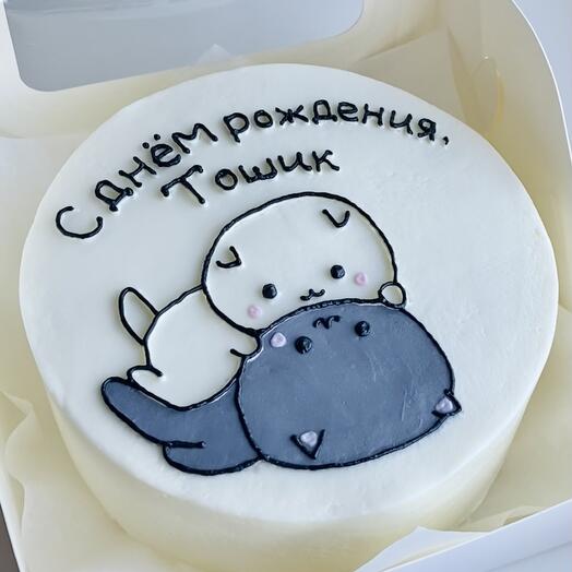 Бенто торт с рисунком, с котами / котиками 500 грамм с ВАШЕЙ надписью