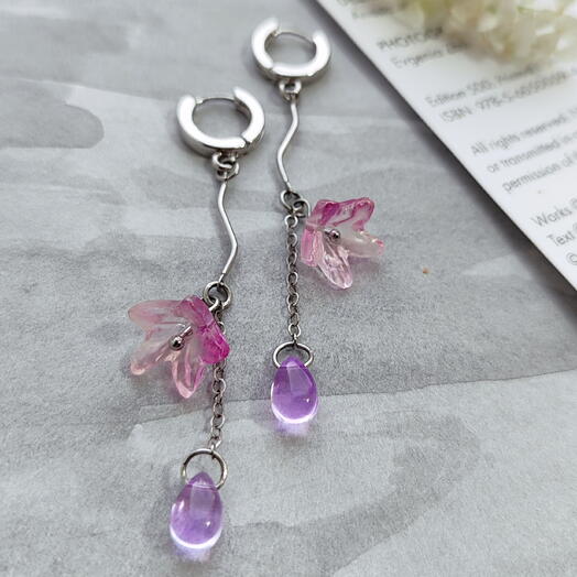 Серьги Розовый лен mini