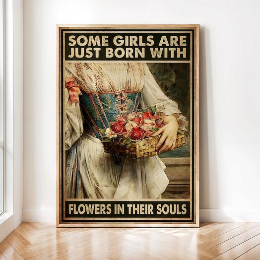 Интерьерный постер "Цветы" винтажная картина 03-0019