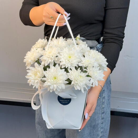 Композиция 178 🤍 Букет-сумочка Белая Легенда 🤍