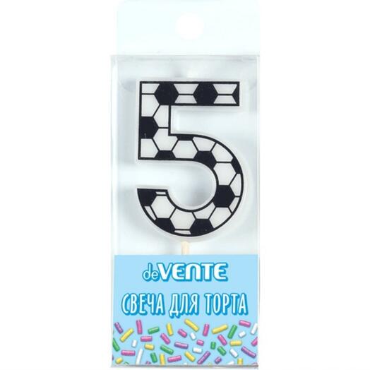 Свеча Цифра 5. Футболист, черно-белая