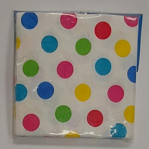 Салфетки "Горошек" мульти, 12шт, 25×25см