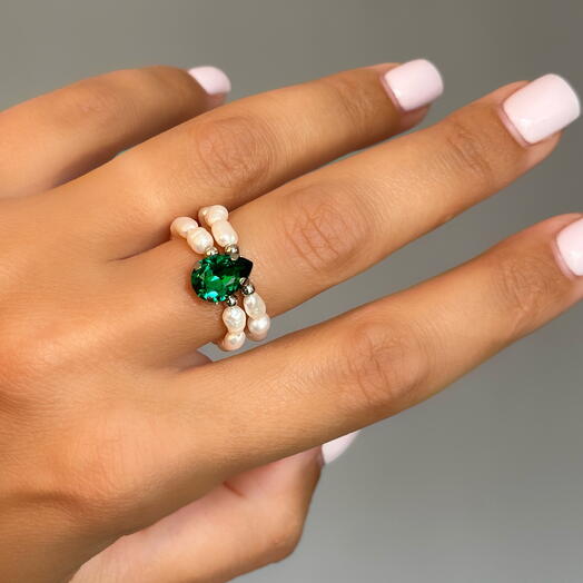 Кольцо из натурального речного жемчуга