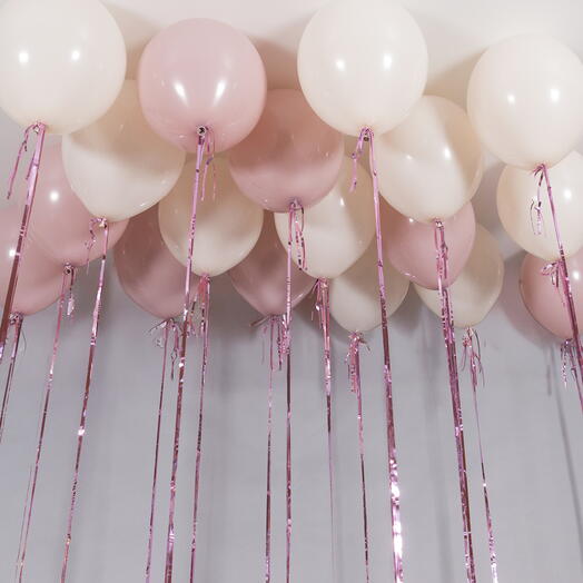 Набор гелиевых шаров с дождиком  «Розовые пески»