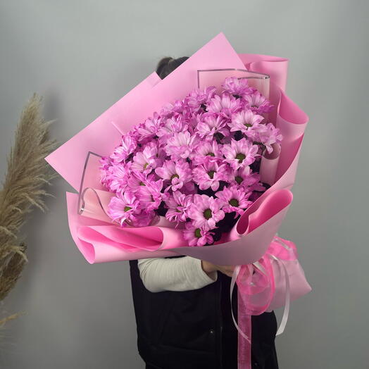 7 розовых ромашковых хризантем🌸