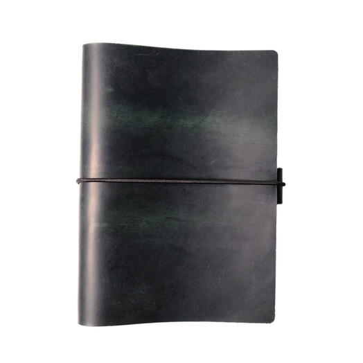 Кожаный блокнот А5 Зелёный Crazy Horse "На резинке" с креплением для ручки