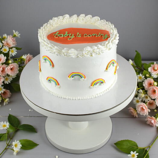 Rainbow Baby Shower Cake – Handmade Custom Message
