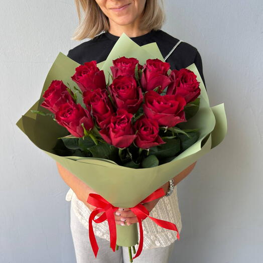 Красные розы 11 шт, букет размера XS (183)