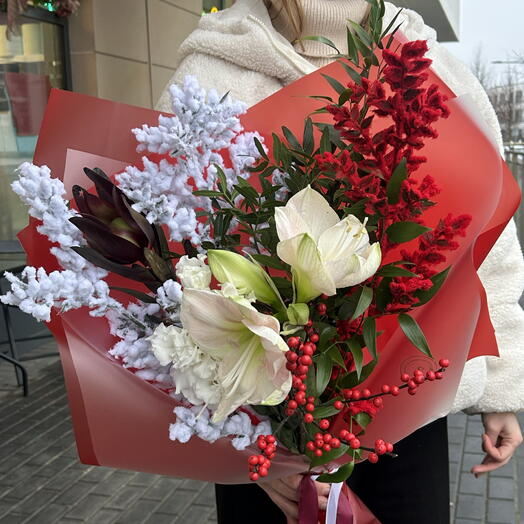 Zimowy bukiet z amarylisem