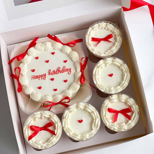 Набор бенто торт и 5 cake to go | трайфлы | HAPPY BIRTHDAY | с бантиками