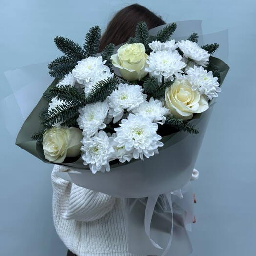 Зимний букет с розами