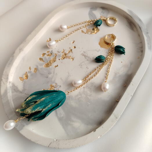 Серьги "Клумба зелёная"