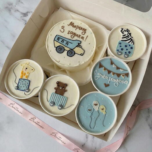 Комбо набор бенто+5cake to go на день рождения детский с грузовичком