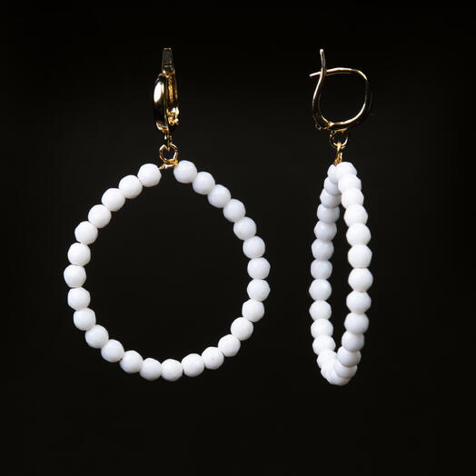 Серьги Ирис Белый агат 14K (EAR1145)