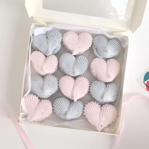 Зефирные сердечки, 12 штук