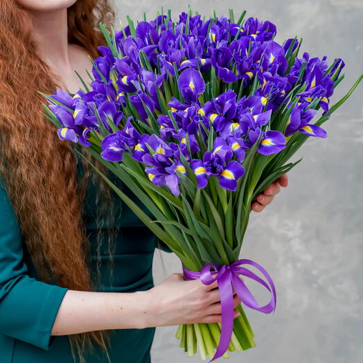 25 синих ирисов