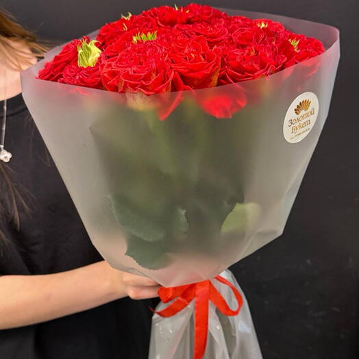 Монобукет из пионовидных роз в оформлении 🌹