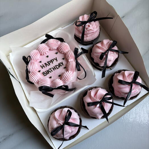 Милый набор из бенто и 5 капкейков на день рождение, birthday