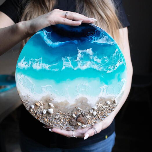 Эпоксидная смола. Море 30 см. Электронный сертификат на мастер-класс