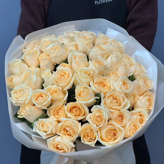 51 персиковая роза 💖 роскошный нежный букет