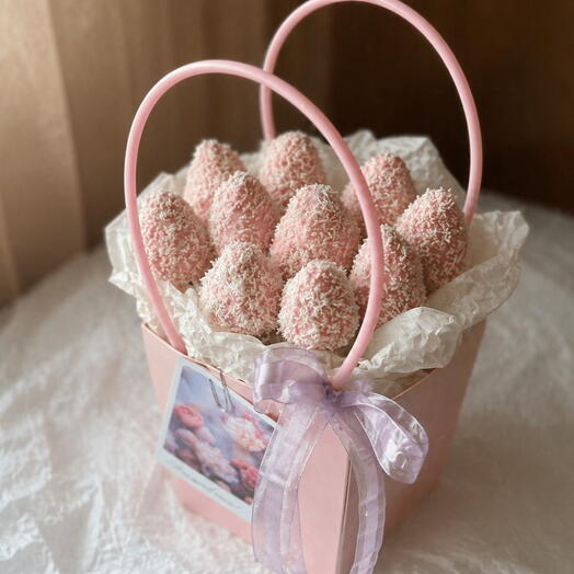 Pastel Pink Coconut Strawberry Gift Basket