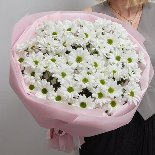 Белый букет из 9 кустовых ромашек