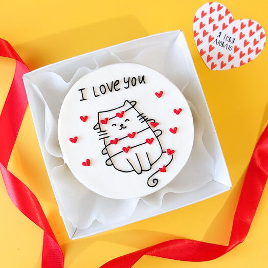 Бенто-торт "котик" "I love you🥰
