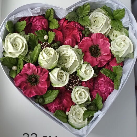 Сердце зефирные цветы