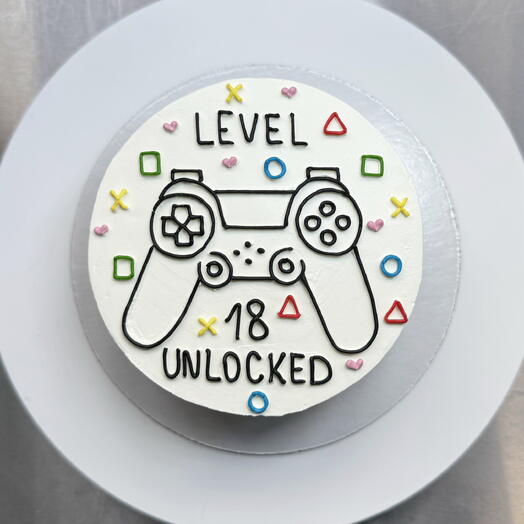 Бенто-торт на день рождения плейстейшн "Level 18 unlocked" 600 гр